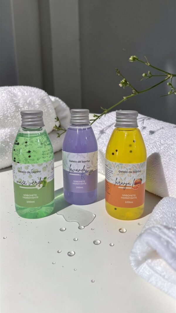 Kit Geleias de Banho | Maçã Verde, Lavanda e Laranja Lima — 3 unidades de 100ml cada