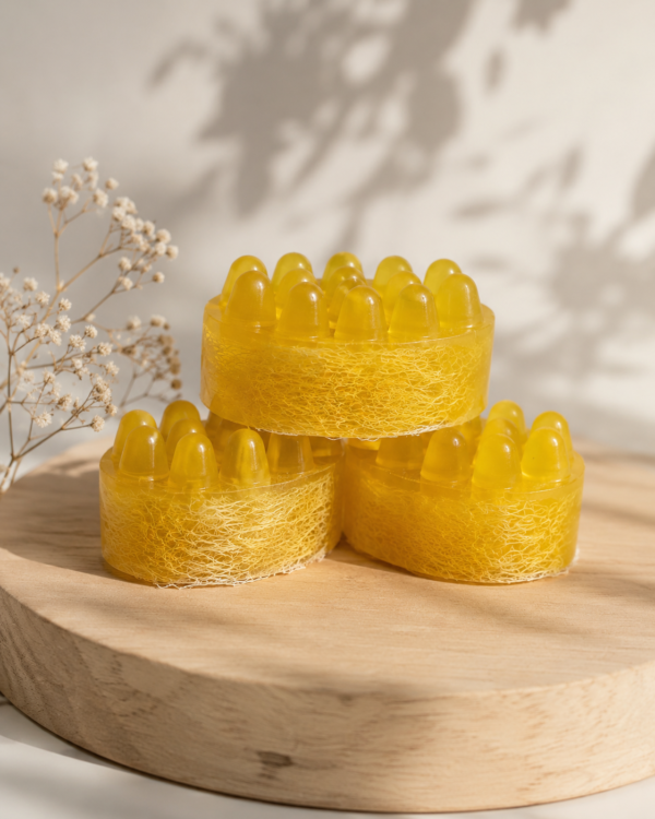 Sabonete Massageador de Laranja Lima – 130g com bucha vegetal orgânica