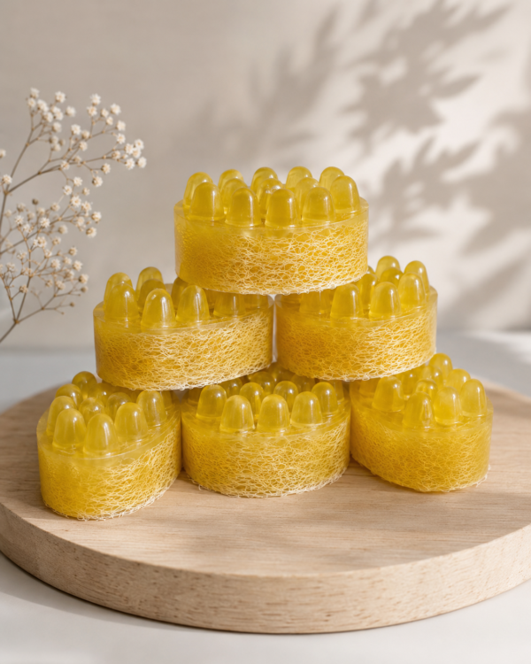 Sabonete Massageador de Laranja Lima – 130g com bucha vegetal orgânica