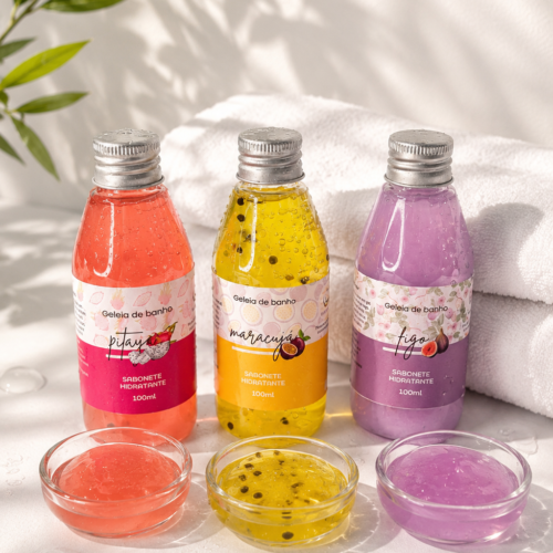 Kit Geleias de Banho | Pitaya, Maracujá e Figo — 3 unidades de 100ml cada