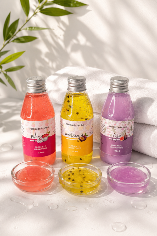 Kit Geleias de Banho | Pitaya, Maracujá e Figo — 3 unidades de 100ml cada