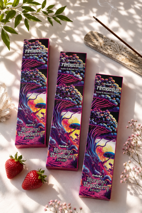 Incenso Goloka Psychedelic Morango Strawberry | Massala Indiano