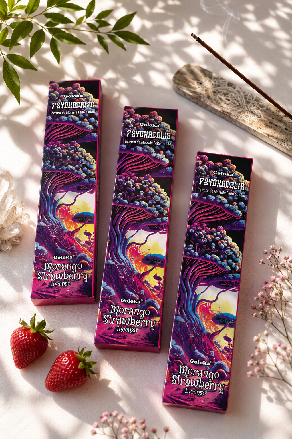 Incenso Goloka Psychedelic Morango Strawberry | Massala Indiano