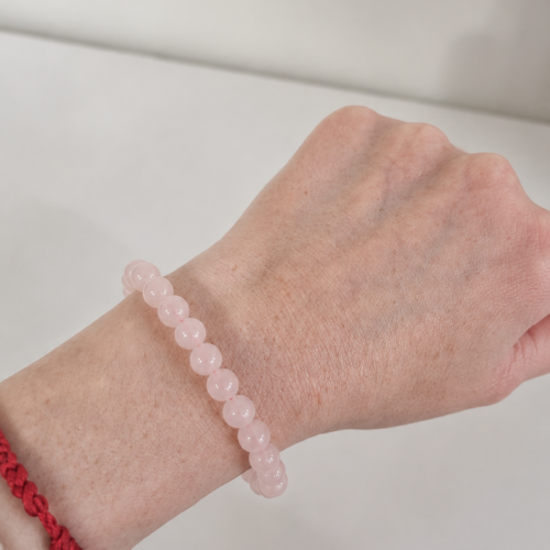 Pulseira de Quartzo Rosa Redonda 6mm - Pedra do Amor - Cura do Coração, Amor Próprio, Perdão e Gratidão