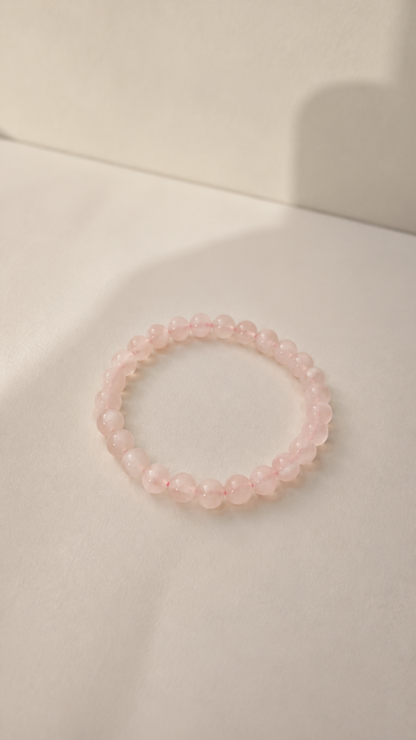 Pulseira de Quartzo Rosa Redonda 6mm - Pedra do Amor - Cura do Coração, Amor Próprio, Perdão e Gratidão