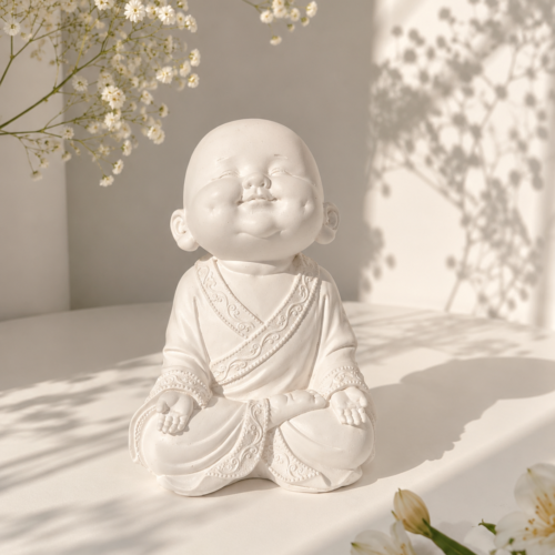 Buda Sorrindo em Gesso 20 cm – Estátua Decorativa Artesanal