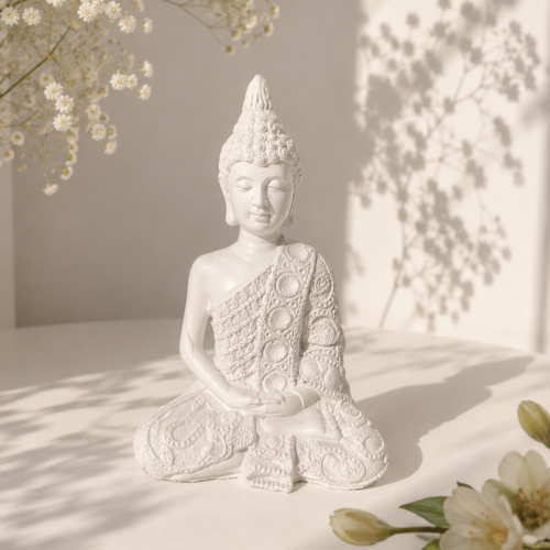 Buda Tibetano em Gesso 15,5 cm – Estátua Decorativa Artesanal 300 g
