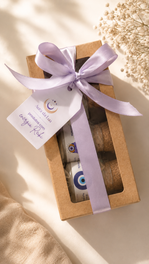 Kit Trio Velas Proteção e Boas Energias ‐com caixa presente 
Alecrim, Bamboo, Lavanda
